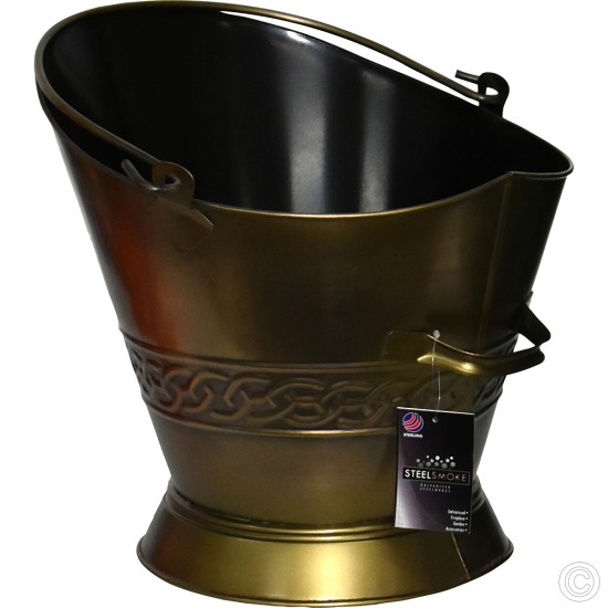 Heavy Duty Metal Fireplace Round Coal Scuttle Bucket Hod 37cm (Brass)… image