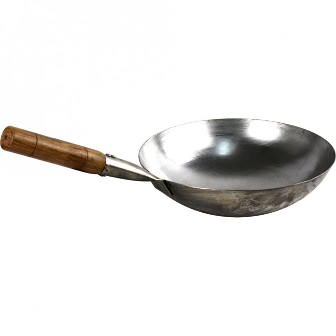 MS Stir Fry Wok With Wooden Handle 34CM image