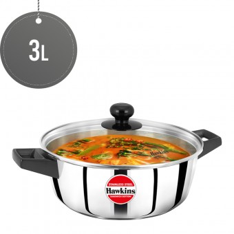 Hawkins SS CnS Casserole w/Glass Lid 3L (24CM) INDUCTION