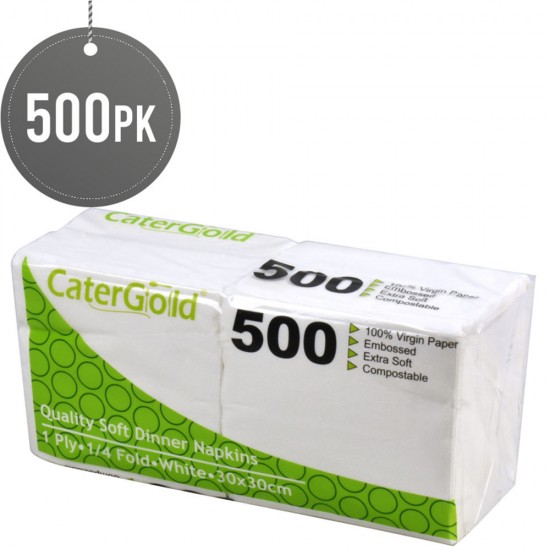 CaterGold 1ply White Napkins 30x30cm 500pk DISPOSABLES, PAPER DISPOSABLE image