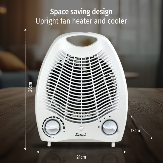 Electic Fan Heater / Cooler with Overheat Protection 1kW & 2kW White Heating & Cooling image