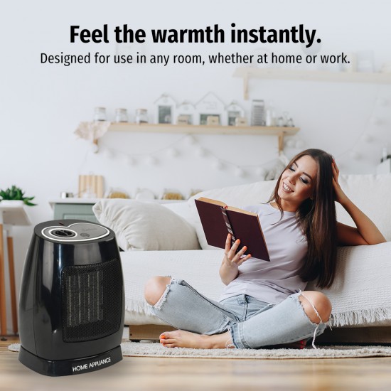 Electric Ceramic Fan Heater with 3 Settings 1500W Black image