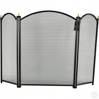 Black & Gold Fire Screen Spark Guard Fireplace Surround Screen