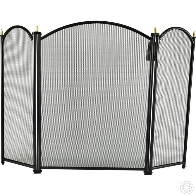 Black & Gold Fire Screen Spark Guard Fireplace Surround Screen FIRE SCREENS image