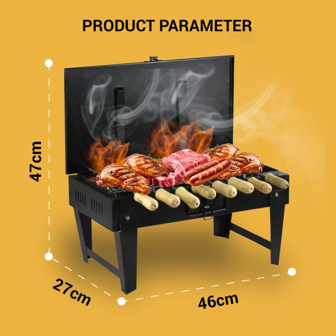 Portable Barbecue Folding BBQ Double Grill with Foldable Legs image