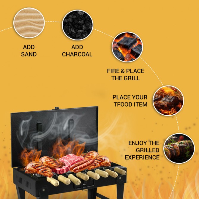 Portable Barbecue Folding BBQ Double Grill with Foldable Legs image