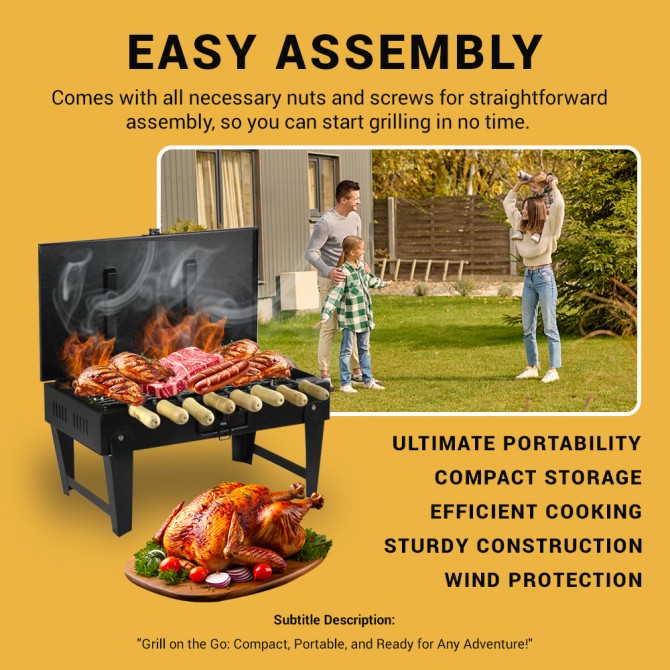 Portable Barbecue Folding BBQ Double Grill with Foldable Legs image