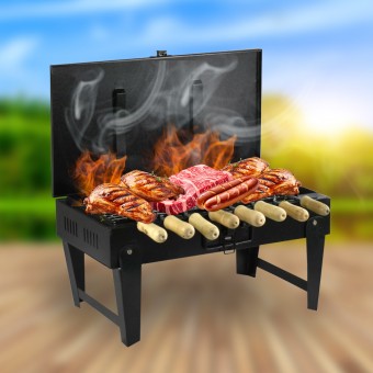 Portable Barbecue Folding BBQ Double Grill with Foldable Legs