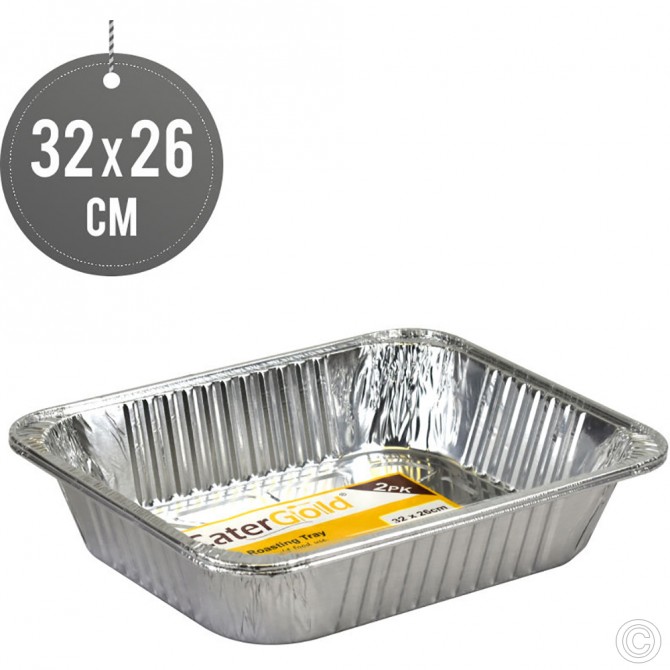 Aluminium Foil Roasting Tray Square 2pack (32x26x8cm) image