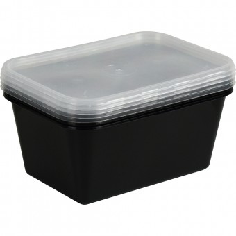 Microwave Plastic Food Containers Black Base 1000CC 4pack