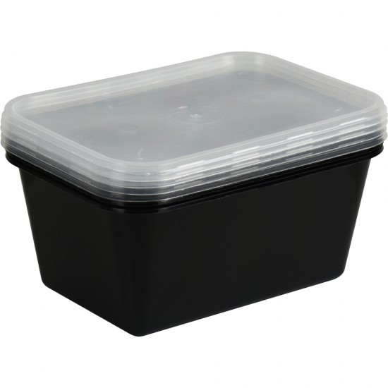 Microwave Plastic Food Containers Black Base 1000CC 4pack FOOD STORAGE, PLASTIC DISPOSABLE image