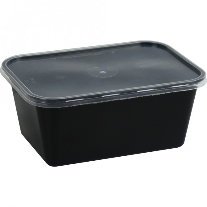 Microwave Plastic Food Containers Black Base 1000CC 4pack FOOD STORAGE, PLASTIC DISPOSABLE image