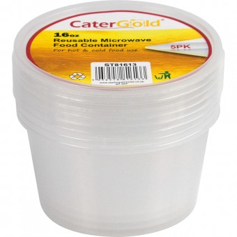 Microwave Plastic Food Containers Round 16oz 5pack