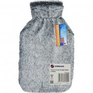 Faux Fur Cover Hot Water Bottle 2L Black