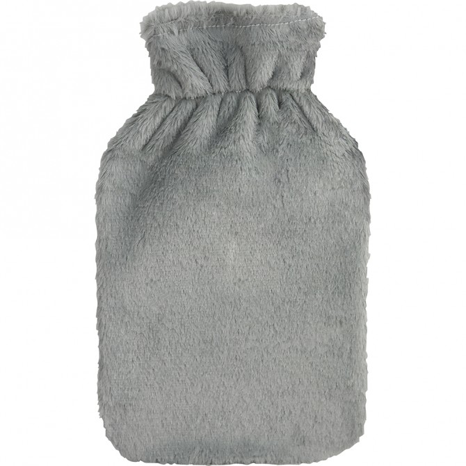 Faux Fur Cover Hot Water Bottle 2L Grey image