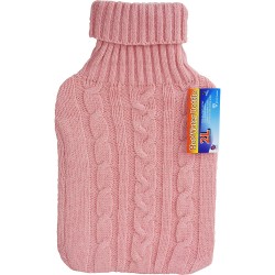 Knitted Cover Hot Water Bottle 2L Pink