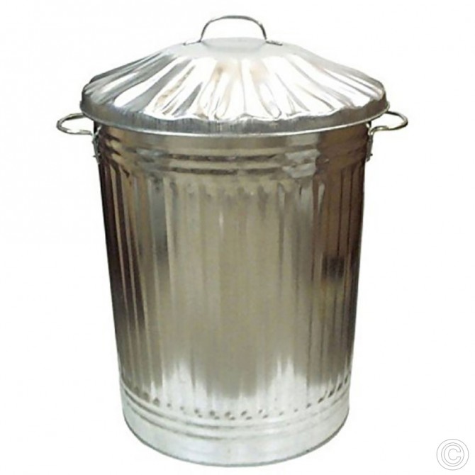 Galvanised Trash Bin Large 90L image