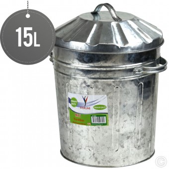 Galvanised Trash Bin Mni 15L