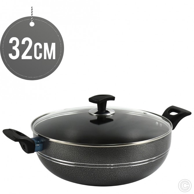 Ashley Non-Stick Wok 32CM With Glass Lid NON STICK COOKWARE image