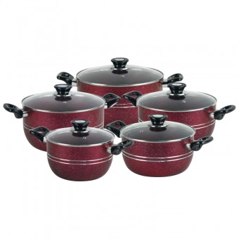 DLX NS Casserole Set w/Lids MAROON 20,22,24,26,28cm