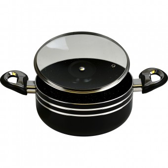 Sterling Non Stick Casserole 20cm BLACK With Glass Lid & Induction Bottom