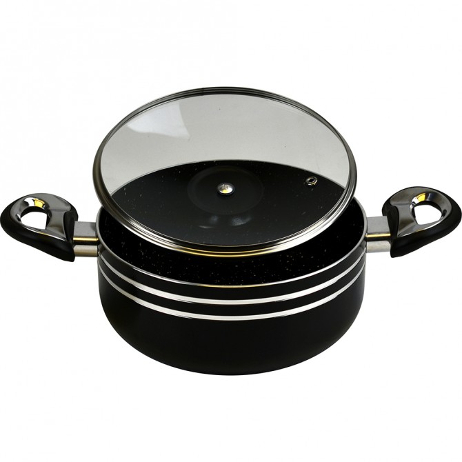 Sterling Non Stick Casserole 20cm BLACK With Glass Lid & Induction Bottom image