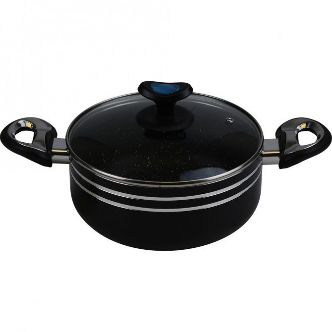 Sterling Non Stick Casserole 20cm BLACK With Glass Lid & Induction Bottom image