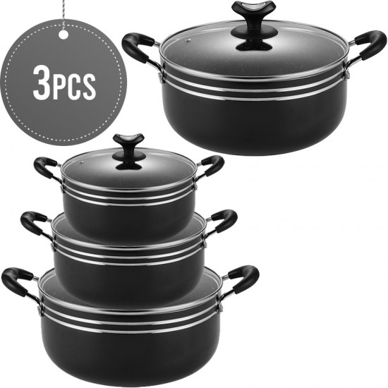 Sterling Non Stick Casserole Set With Glass Lid 3pieces 28 30 32cm