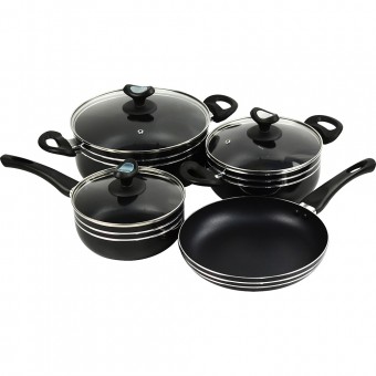 Sterling Non Stick Home Starter 7pc Set - Casserole 20-24cm, Saucepan - 16cm, Frying Pan - 24cm