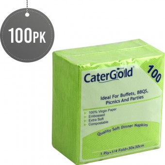 CaterGold Napkins Green 1 ply 30 x 30 100pk