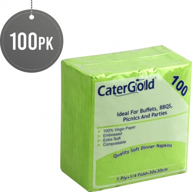 CaterGold Napkins Green 1 ply 30 x 30 100pk image