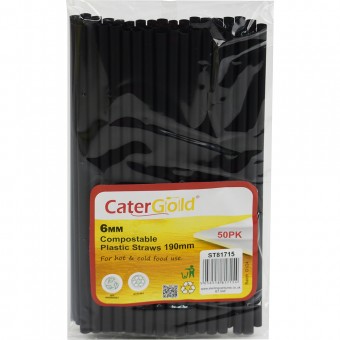 Compostable PLA Straw 6mm x 190mm 50 Pack