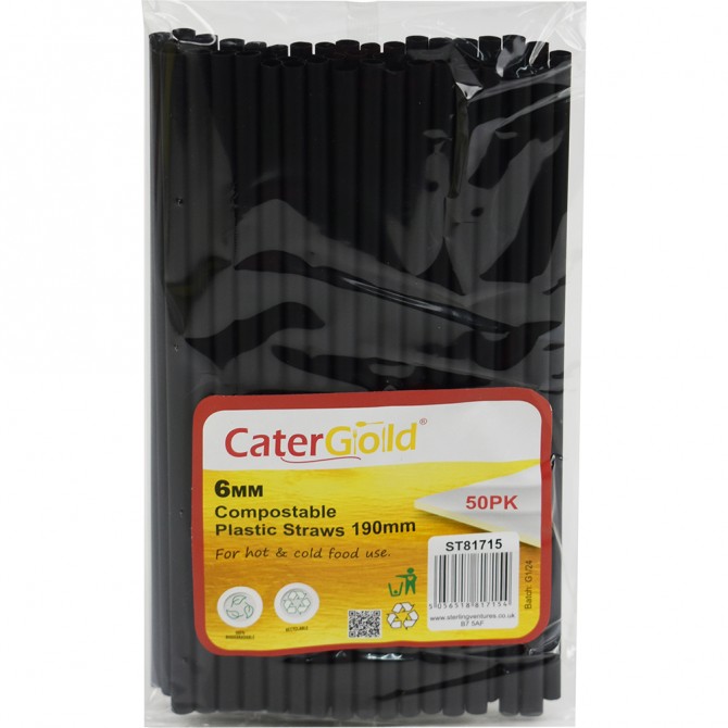 Compostable PLA Straw 6mm x 190mm 50 Pack image