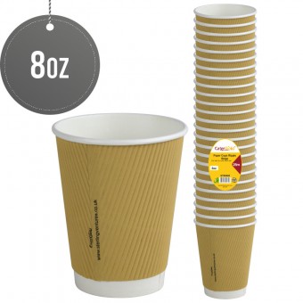 Paper Cups Ripple 8Oz 25pack Beige