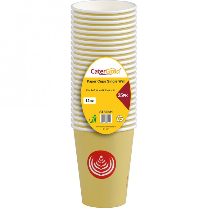 Single Walled Paper Cups 12oz 25pk image