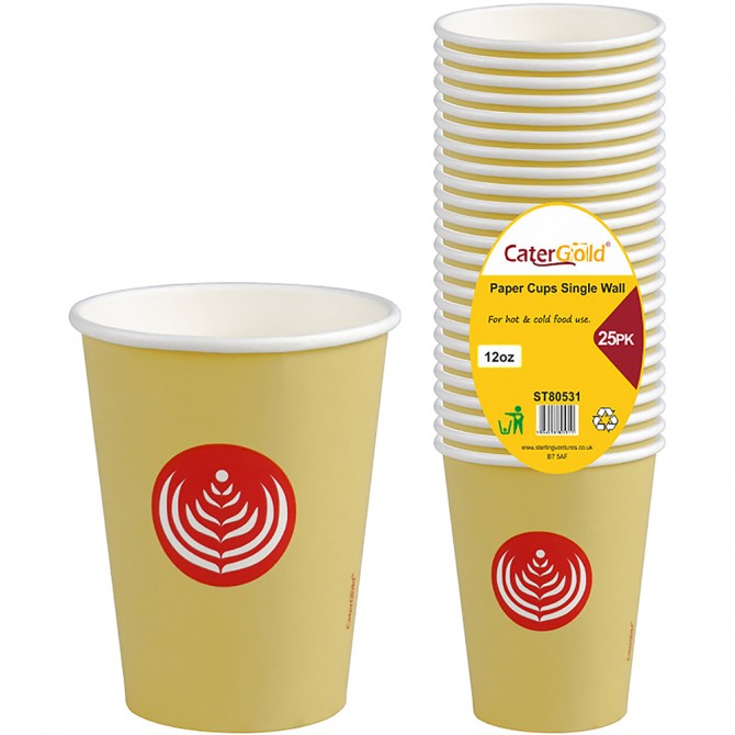 Single Walled Paper Cups 12oz 25pk image