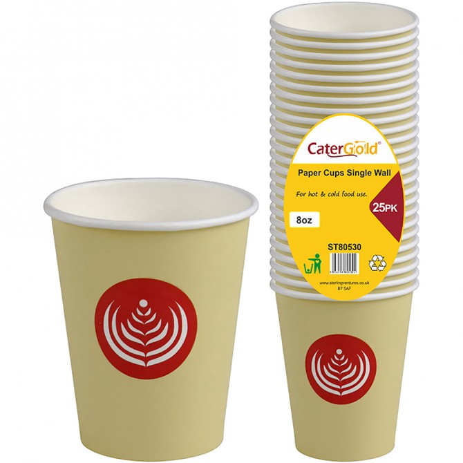 Single Walled Paper Cups 8oz 25pk Paper Disposable image