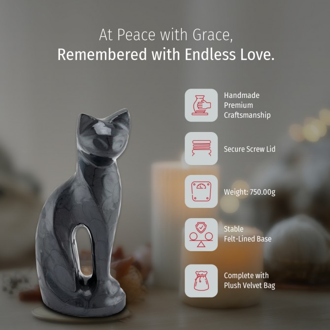 Pet Cremation Urn for Pet Ashes Screw Lid Design Purr in Peace Cat Urn image