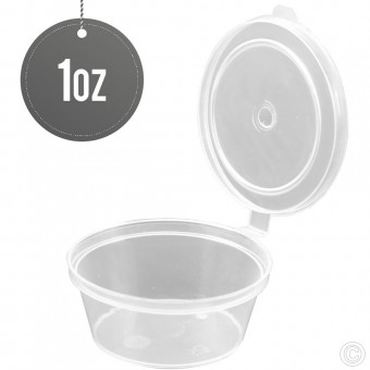 Plastic Sauce Cups With Hinged Lids 1oz 1000 set