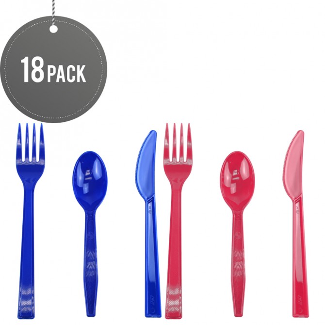 Heavy Duty Disposable Cutlery Set 18pack Blue image