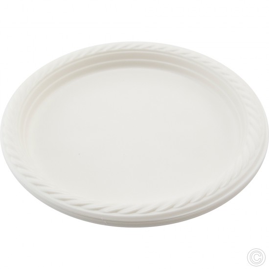 Recyclable Plastic Plates 10'' 8pack White PLASTIC DISPOSABLE image