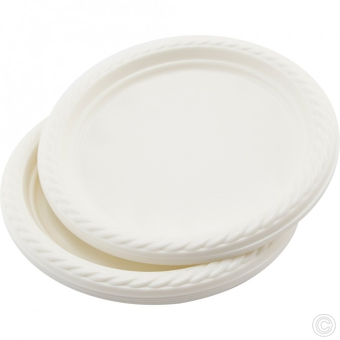 Recyclable Plastic Plates 7'' 20pack PLASTIC DISPOSABLE image