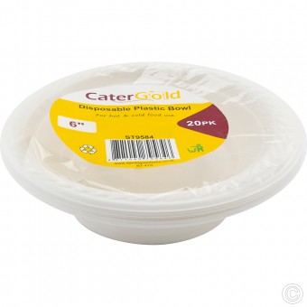 Reusable Plastic Bowls 6'' 20pack White