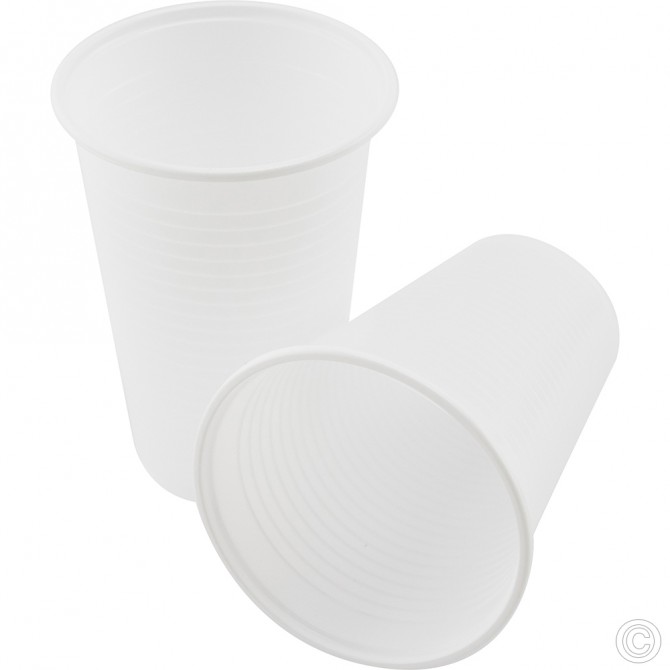 Recyclable Plastic Cups 7oz 100pack White image