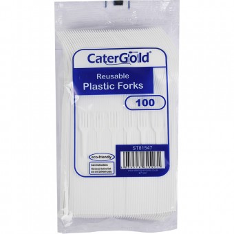 Reusable Plastic Fork 100 Pack Black