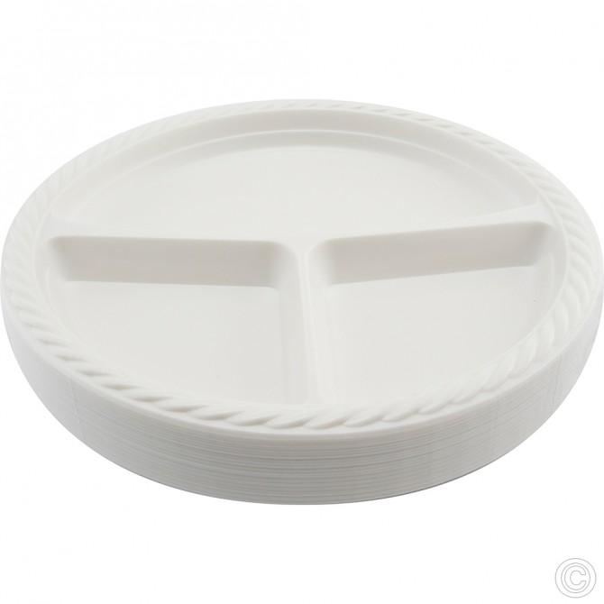 Plastic Plate 3 Compartments 10'' 50pack image