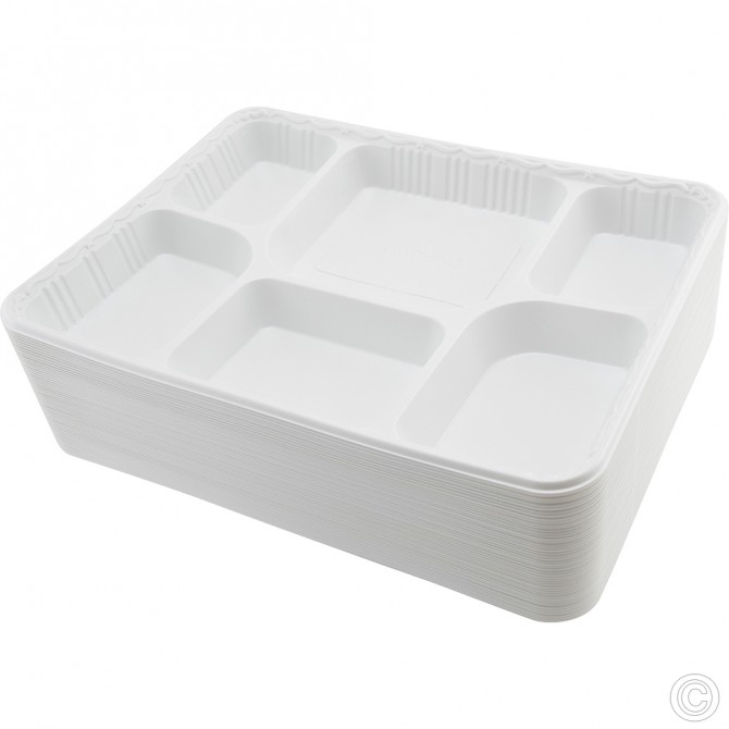 Recyclable Plastic Plates 6 Compartments 50pack image