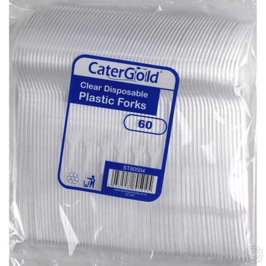 Reusable Plastic Fork 60 pack Clear PLASTIC DISPOSABLES image