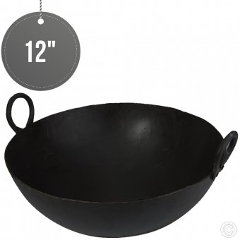 Black Iron Kadai Wok 12