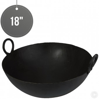 Black Iron Kadai Wok 18